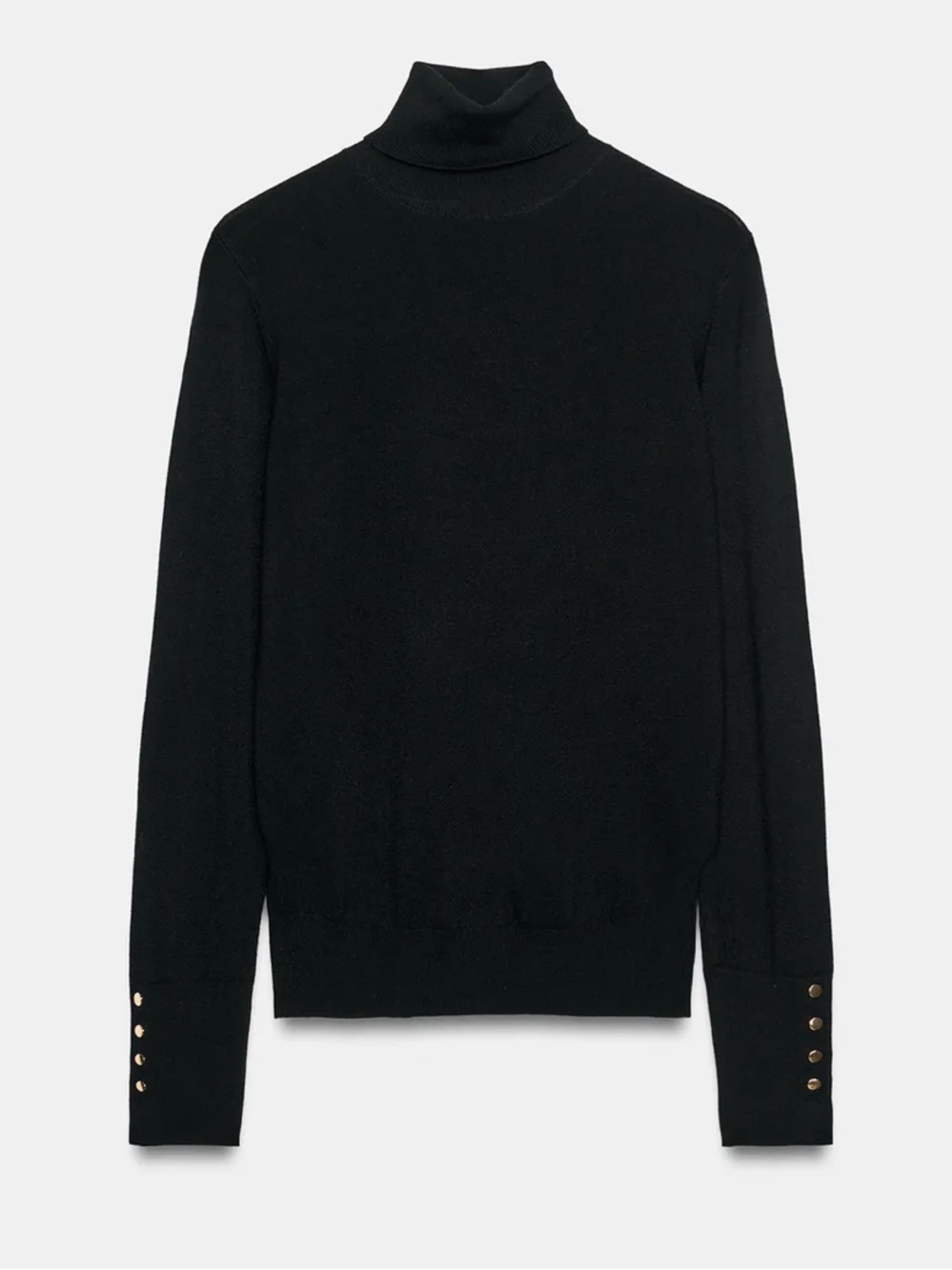 Zara Turtleneck Sweater Gold Button Cuffs | Black | Women’s S